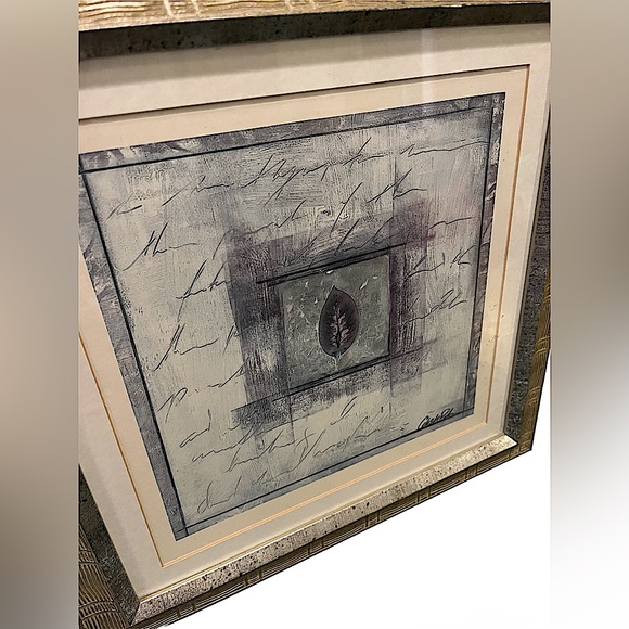 Pair of Framed Blue and Cream Botanical Prints “Leaf Diaries” - Picture 3 of 5